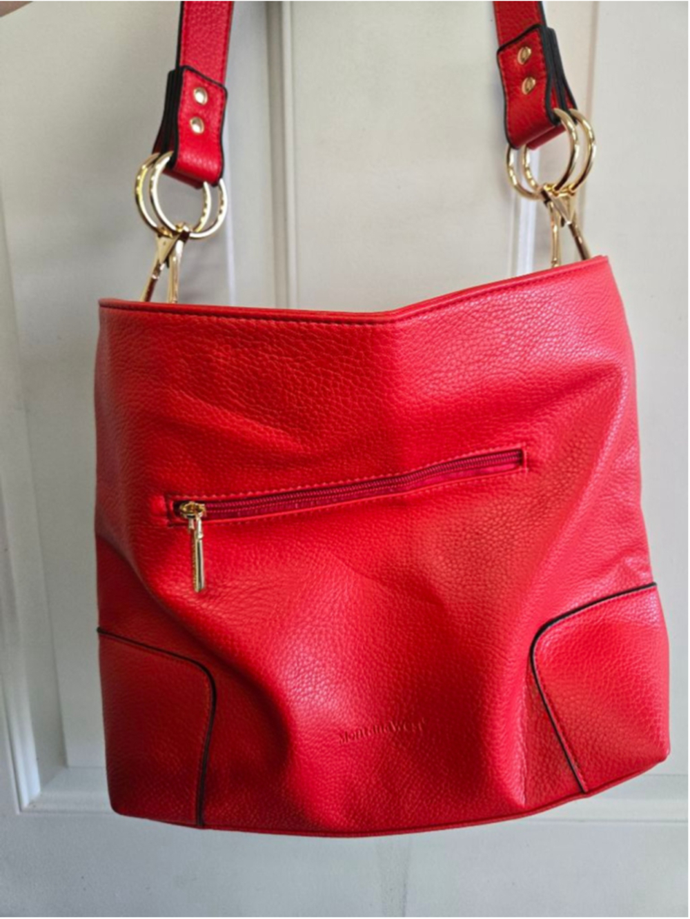 Women's Montana West Red Shoulder Bag One Size with Black Accents - Picture 2 of 6